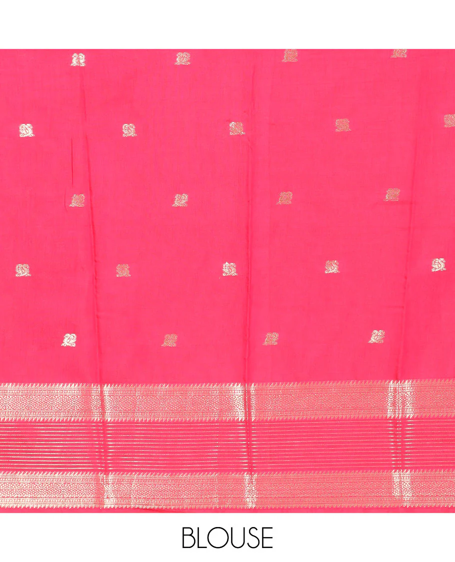 Purple peacock buttas assam silk saree, contrast traditional zari border, and pallu of zari design - Image 3