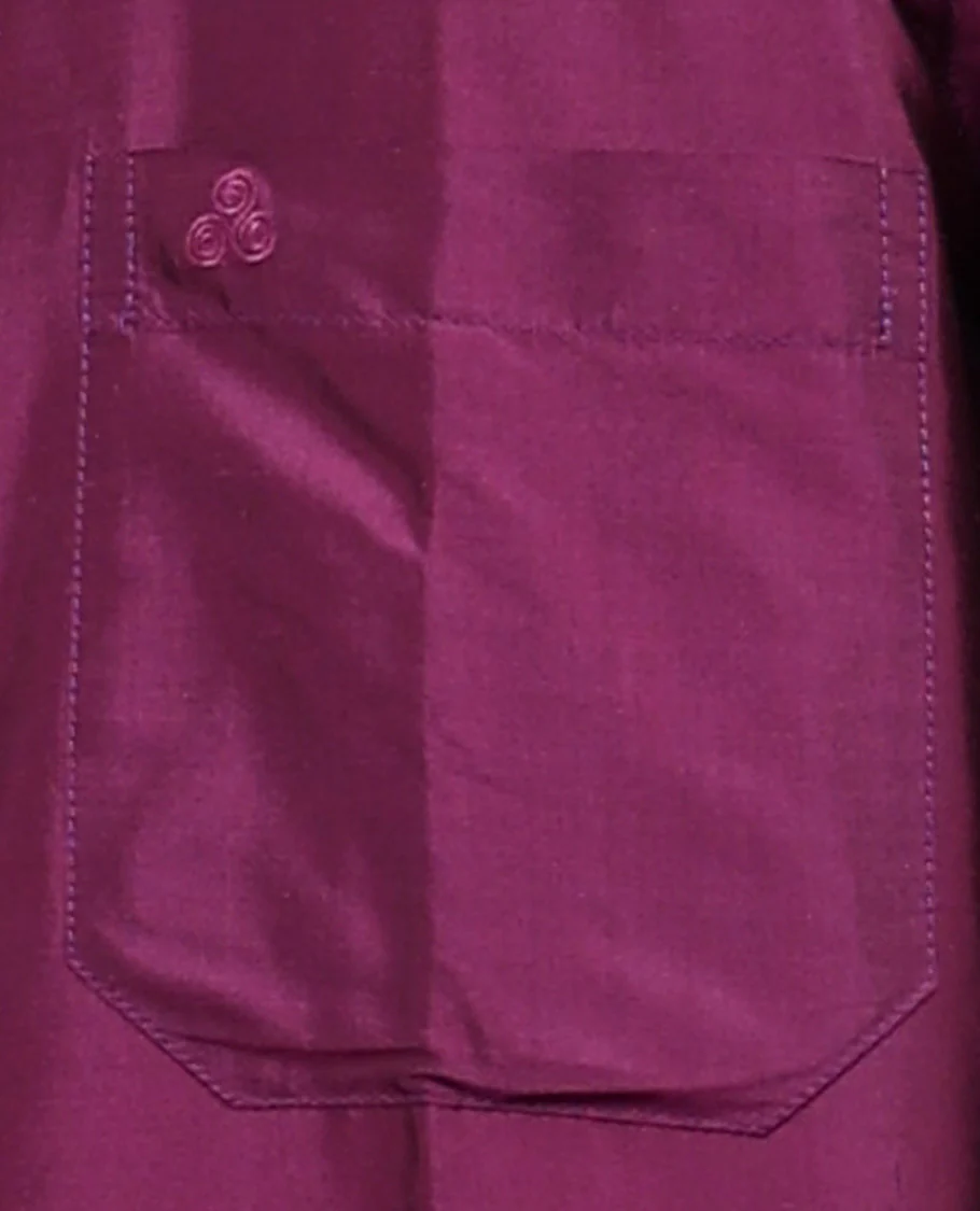 Purple plain design full-sleeve pure-silk shirt - Image 23