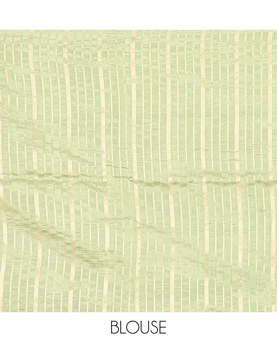 Purple Raw Mango Silk Saree Enthralled with Checks, Features a Contrast Chakram Motifs Border, a Zari-Elevated Pallu, and Paired with a Contrast Blouse - Image 6