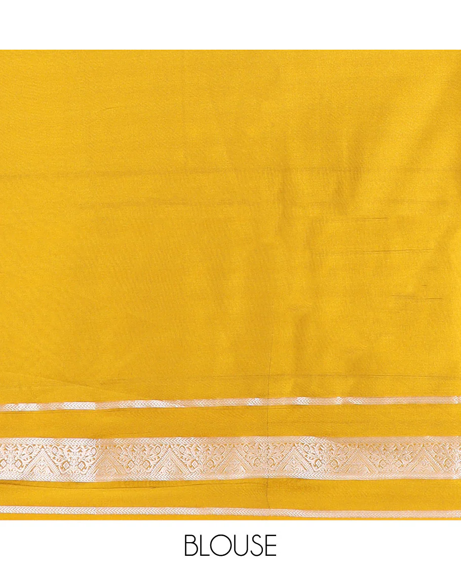 Purple Semi-Soft Silk Saree Ornamented with Zari Buttas Woven Across Its Body, Complemented by a Contrast Varisai Pettu Traditional Zari Border, Grandly Decked Up Pallu of Jaal Designs, and Paired with a Contrast Blouse - Image 5