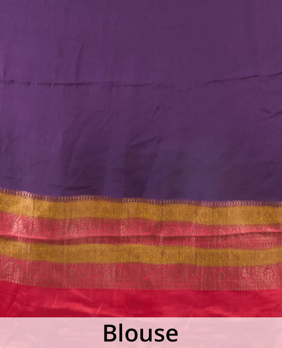Purple zari buttas Mysore silk saree, contrast floral creeper zari border, and intricate paisley design pallu - Image 5