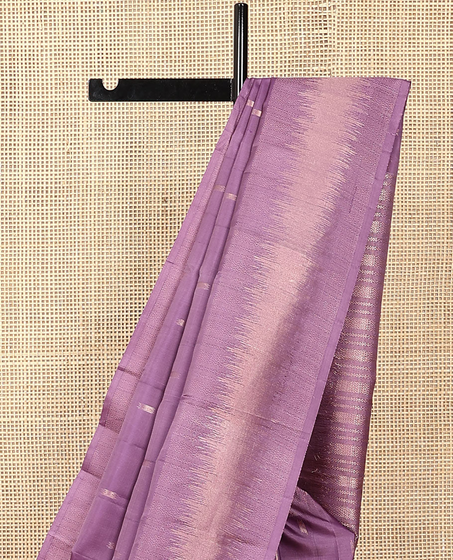 Purple zari buttas Vasundhara silk saree, self-border, and pallu of geometric designs - Image 3