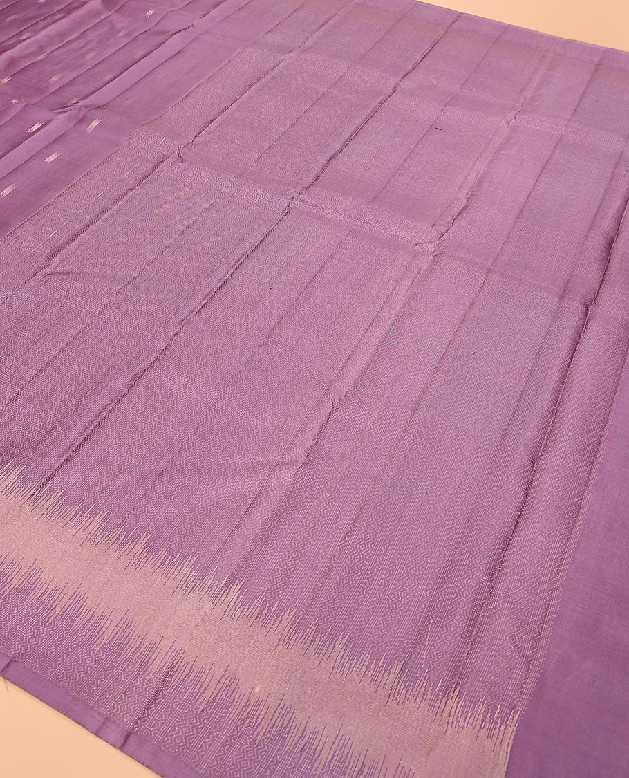 Purple zari buttas Vasundhara silk saree, self-border, and pallu of geometric designs - Image 5