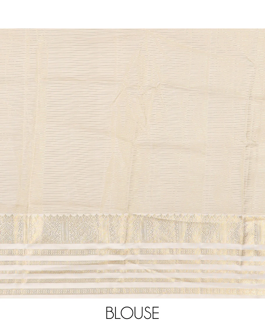 Purple zari checked and zari buttas Vasundhara Lite Silk Mix Saree, contrast varisai pettu border of jaal, muthu, neli, and rudraksham motifs - Image 3