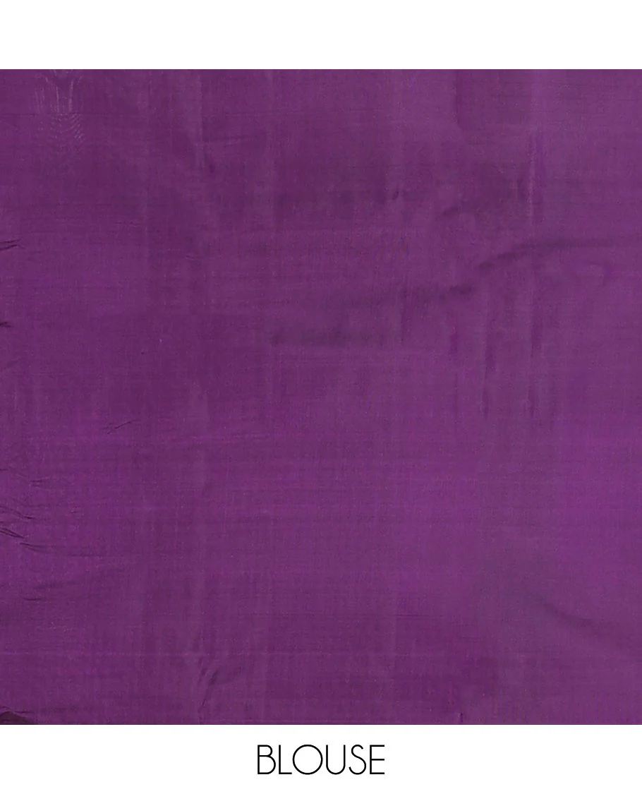 Purple zari striped Vasundhara silk saree, zari border of rekku, kathir, neli, lavangam, kamalam & vanki designs & jaal pallu - Image 6