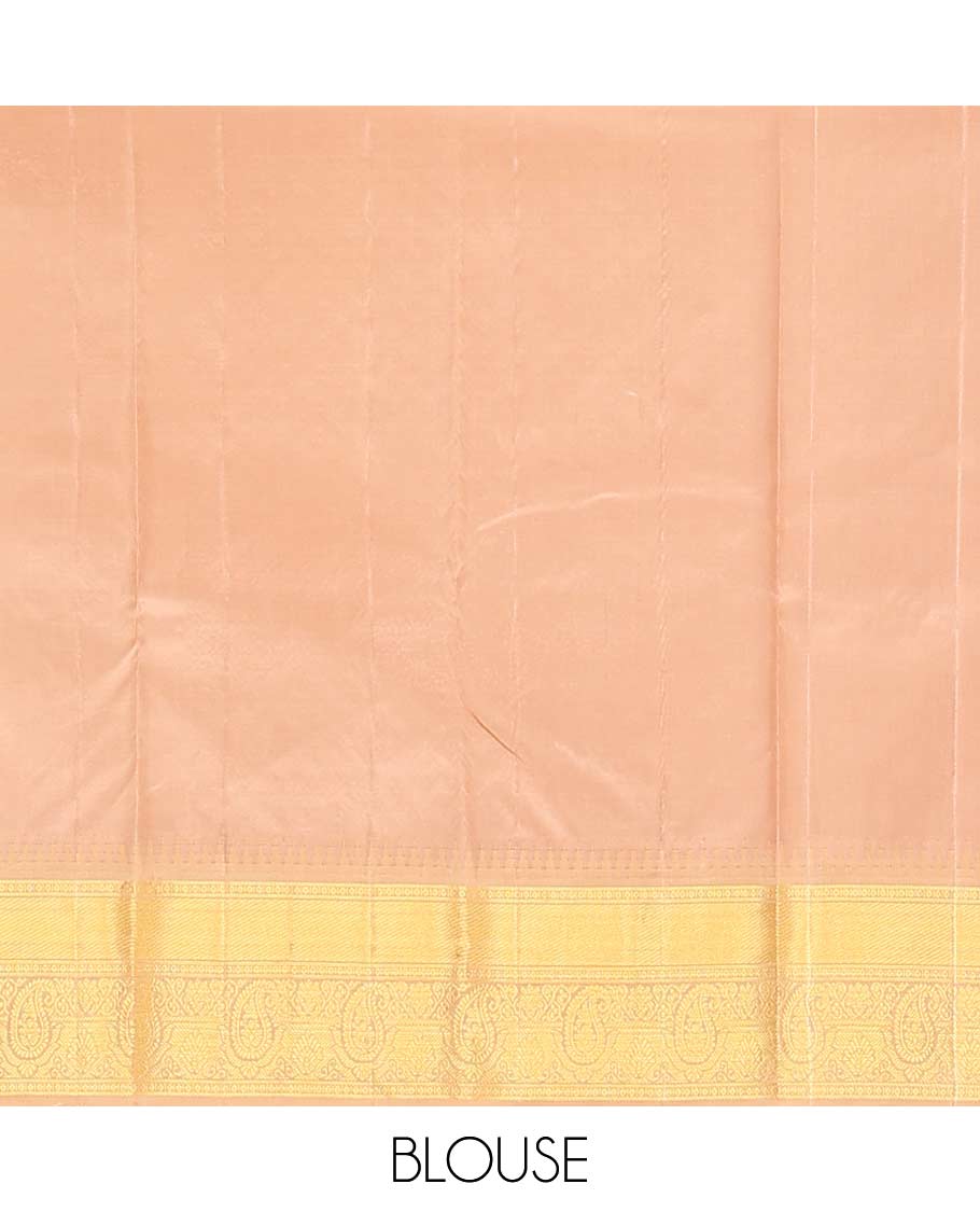 Maroon buttas Bangalore silk saree, contrast temple traditional zari border, and pallu of jaal designs - Image 6
