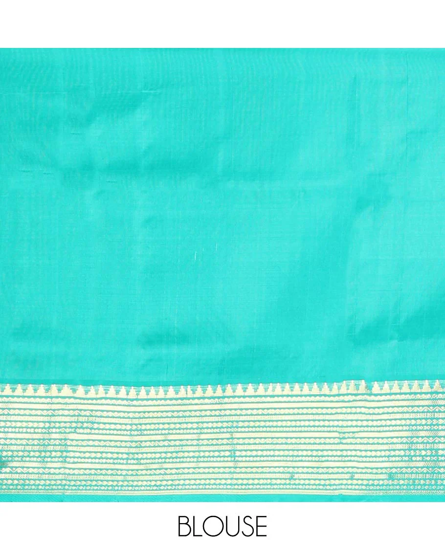 Red checkered venkatagiri silk saree with contrast intricate zari design border & argyle design pallu - Image 6