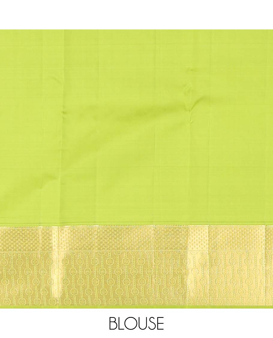 Red floral zari buttas Vasundhara Lite Silk Mix Saree, contrast border & pallu of geometric patterns - Image 6