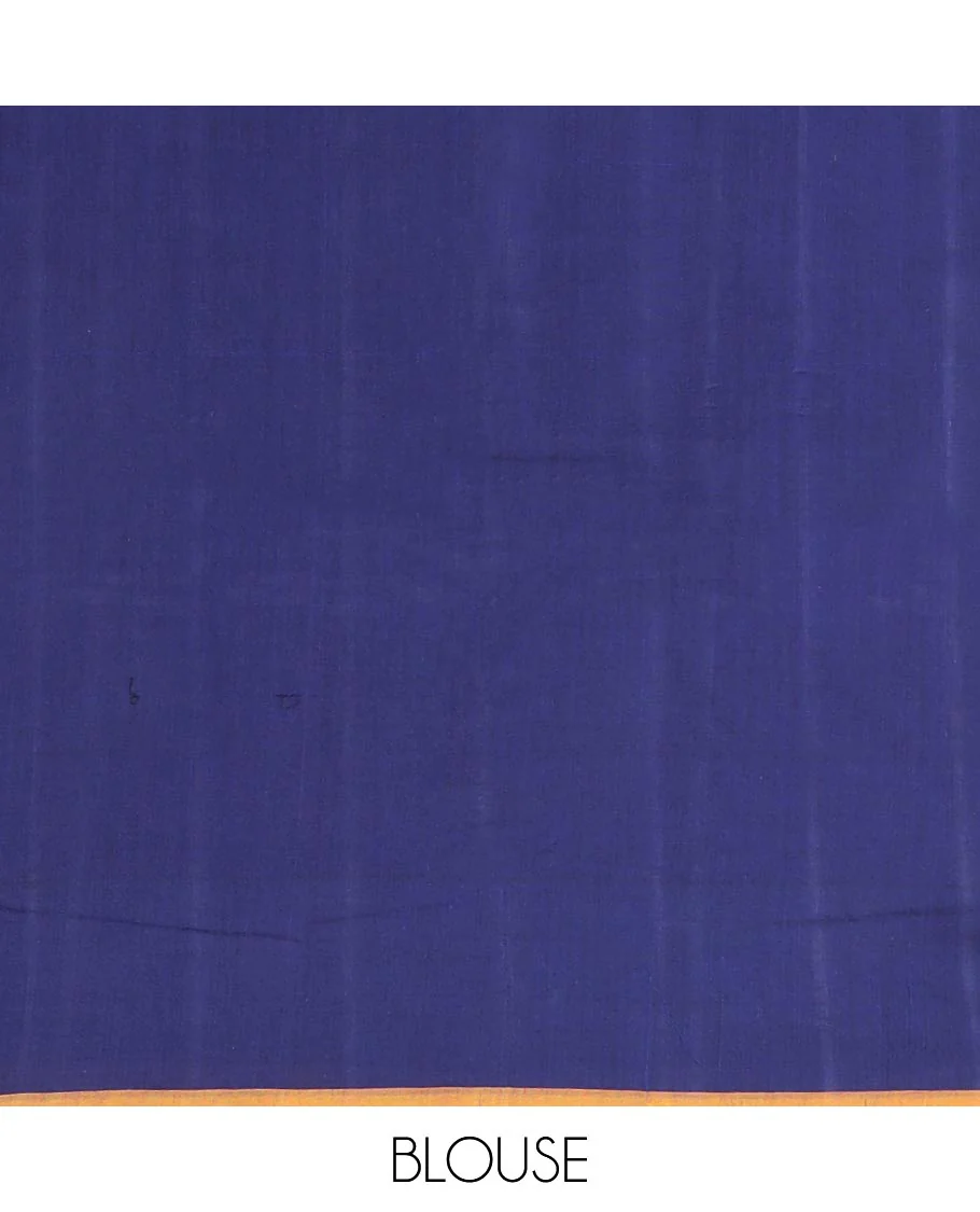 Red geometric design Ikkat cotton saree with contrast plain border & striped and geometric design pallu - Image 5