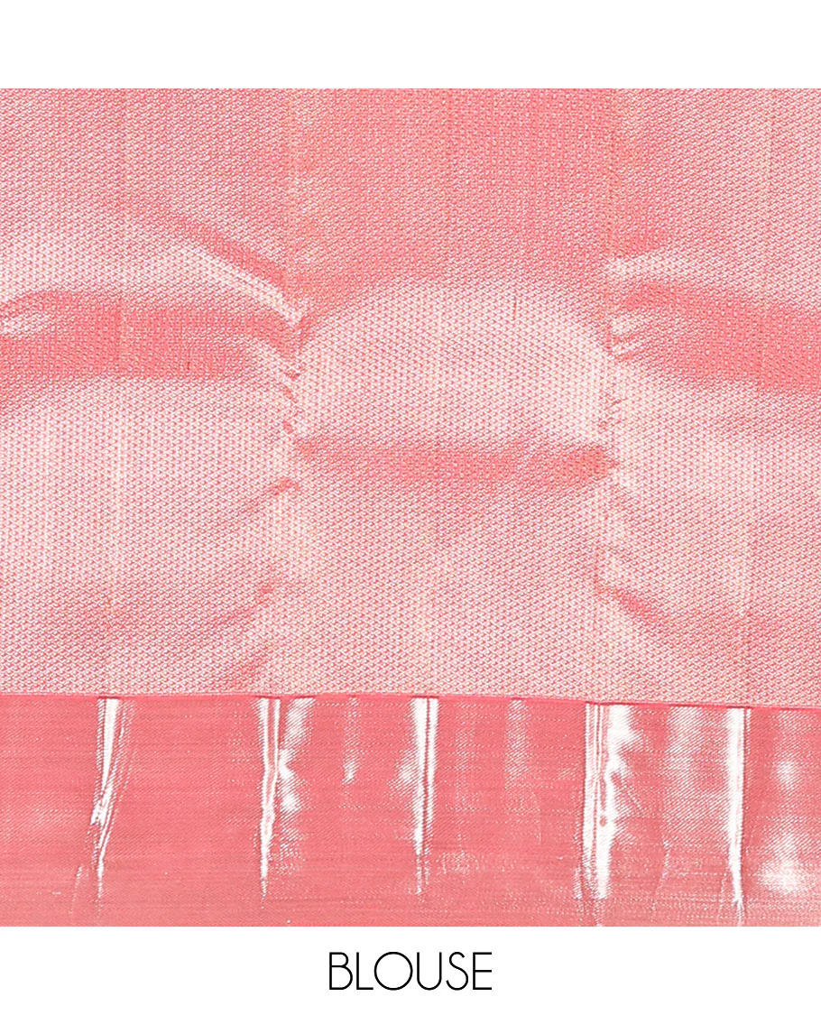 Red jacquard kanchipuram silk saree, zari border, and zari-rich pallu of vanki designs - Image 6
