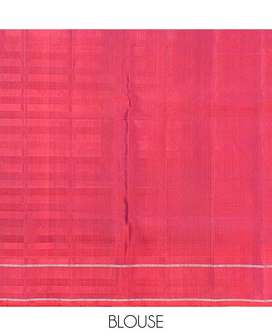 Red malli mokku buttas Mayuri soft silk saree, rettai pettu border, and pallu of manga, neli, Greek key designs - Image 6
