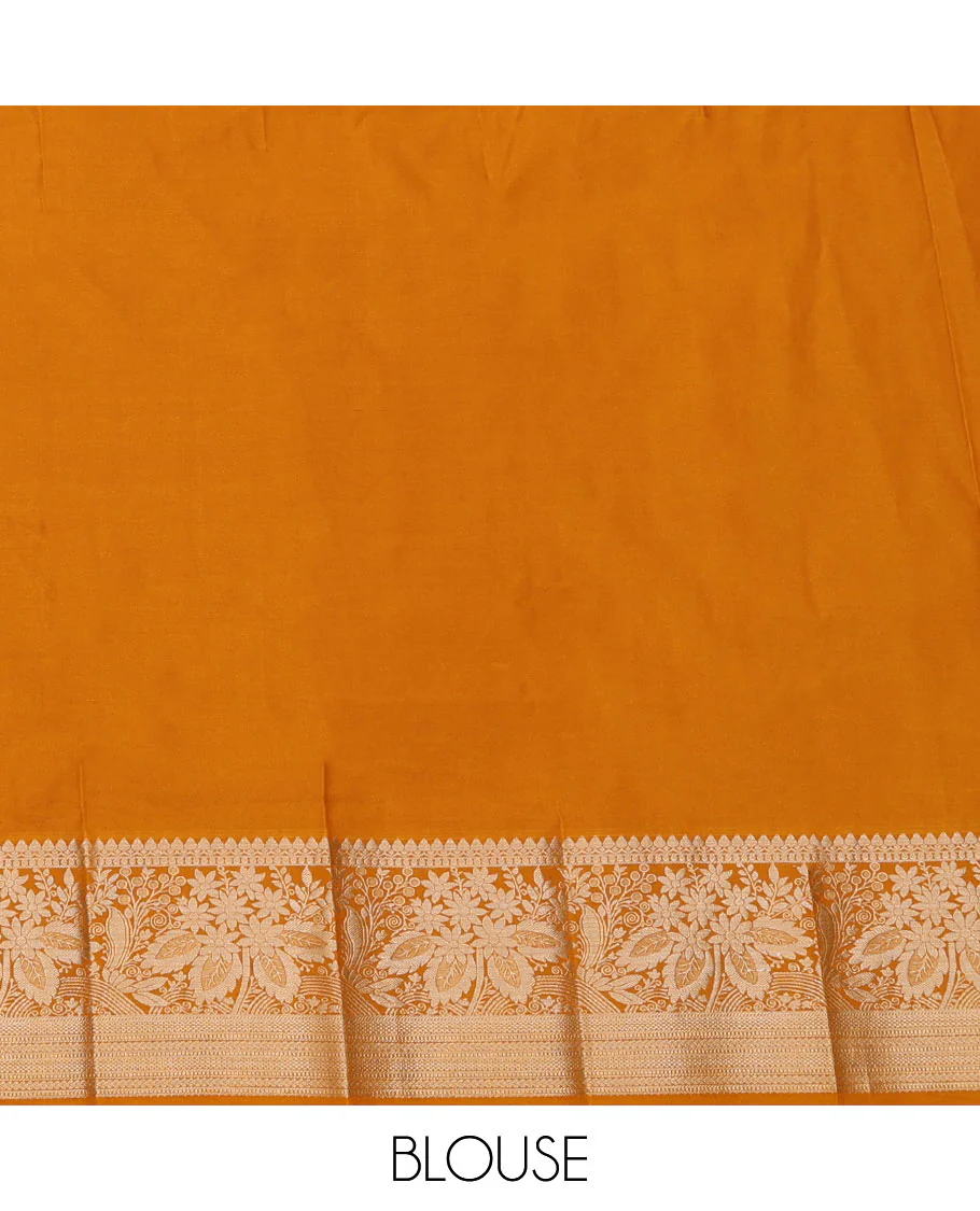 Red paisleys, and geometric patterns budget silk saree, contrast floral design border, and pallu steeped paisleys - Image 4