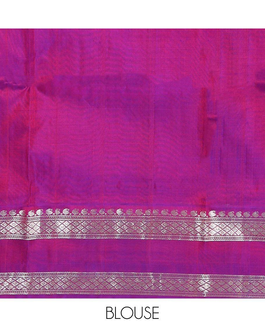 Red parrot buttas Venkatagiri silk saree, contrast rettai pettu traditional zari border, and pallu of jaal design - Image 6