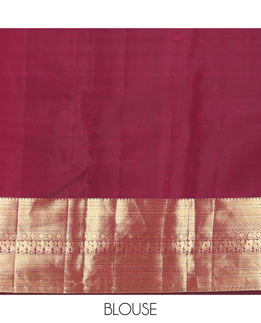 Red rangkat jacquard Kanchipuram wedding silk saree, zari border of manga, rettai neli, kuyil kann, laddu kamalam, mayil, diamond, and cross neli, and kamalam steeped pallu - Image 6