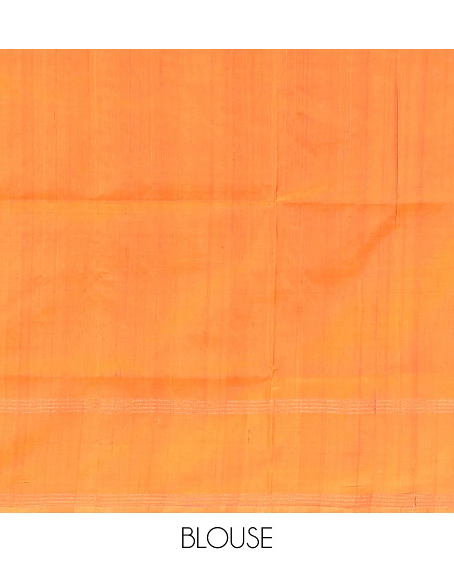Red Uppada Silk Saree Decorated with Zari Buttas, Captivating Contrast Border Featuring Peacock and Elephant Motifs in Zari, Pallu Adorned with Paisley Butta, Enclosed Jaal Design, and Paired with a Contrast Blouse - Image 6
