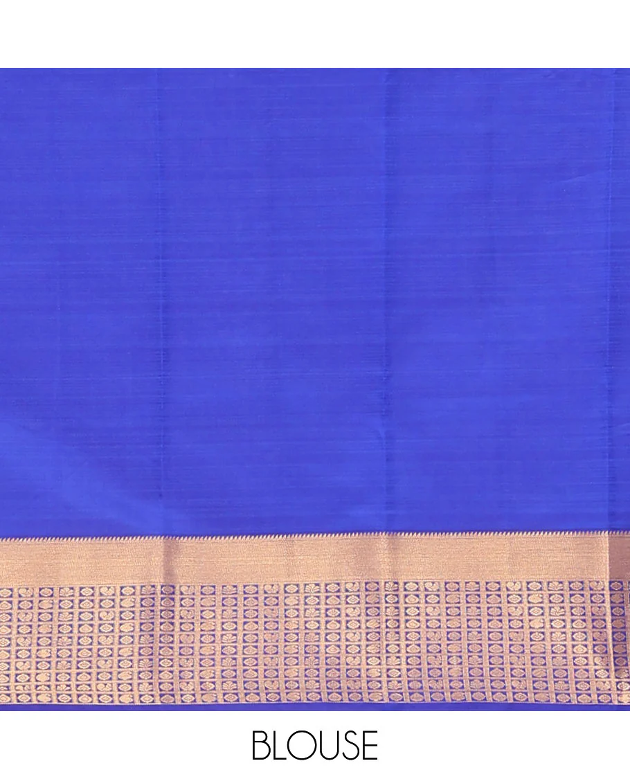 Red Vasundhara Lite Silk Mix Saree Decked with Neli Stripes, Contrast Border of Rekku and Butta Enclosed Checks, Pallu Mirrors Butta Enclosed Checks, and a Contrast Blouse - Image 6