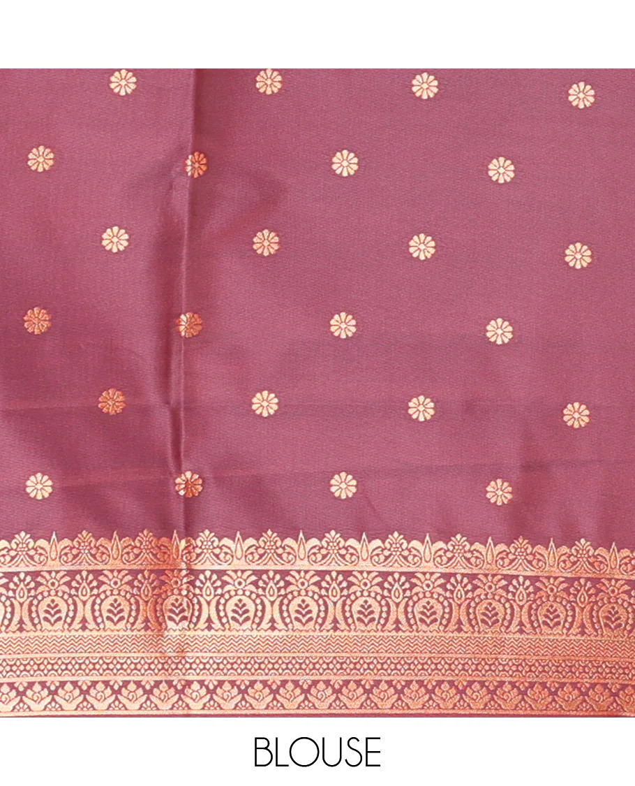 Red zari buttas elite soft silk saree, contrast traditional zari border of Pichwai cow design, scallop pallu, and a contrast zari design blouse - Image 5