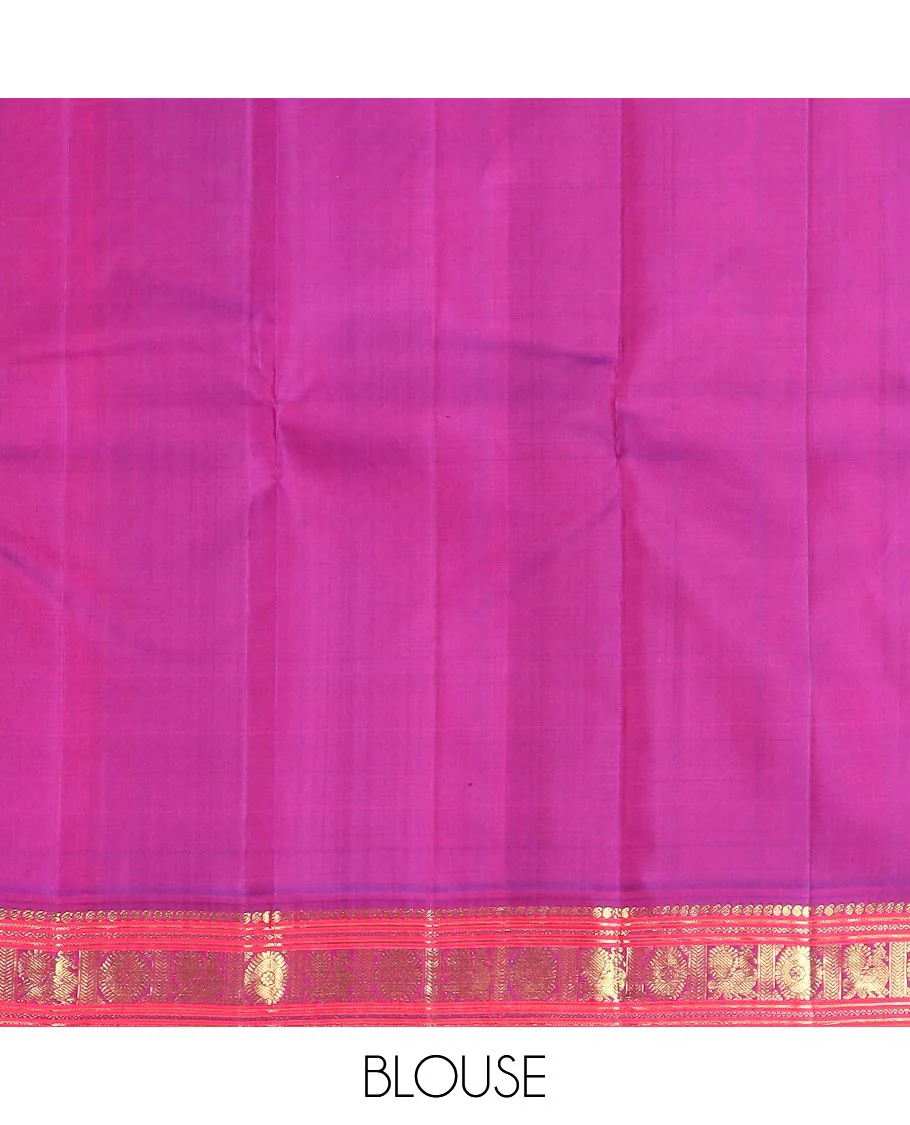 Red zari buttas Kanchipuram silk saree, contrast border of manga, neli, annam and chakram designs, and poun and diamond motifs steeped pallu - Image 6