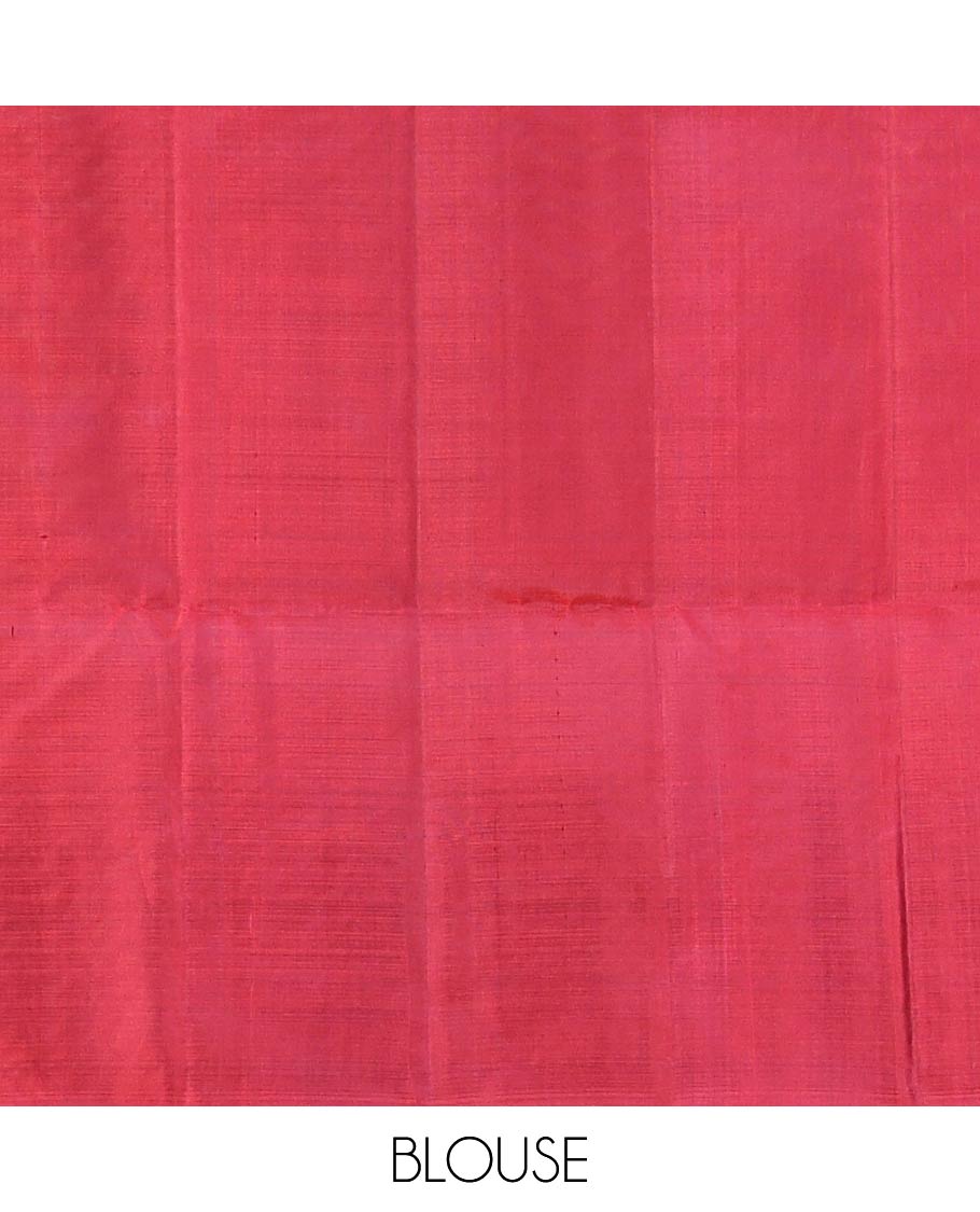 Red zari buttas Mayuri soft silk saree, zari border of pine tree designs, and pallu of intricate designs - Image 6