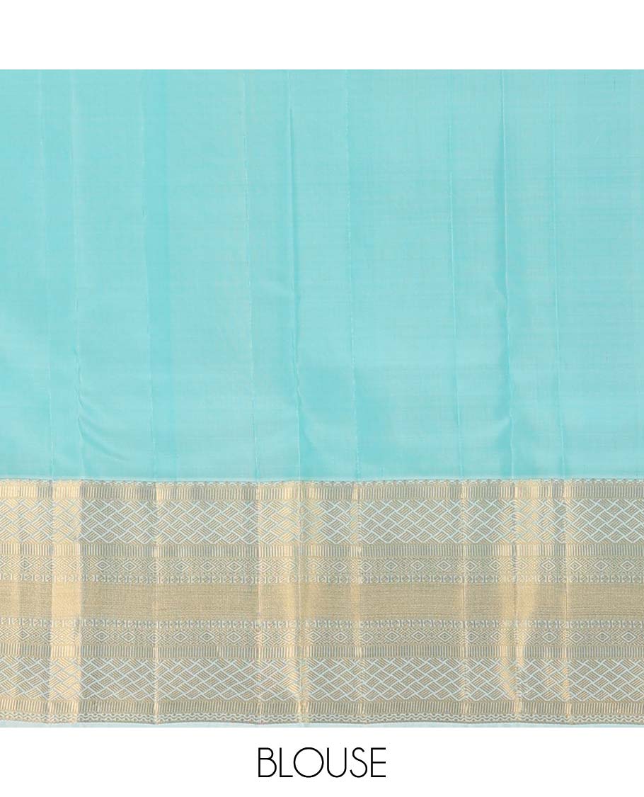 Red zari design Vasundhara Lite Silk Mix Saree, contrast traditional zari border of kodi visiry designs, and intricate pallu - Image 6