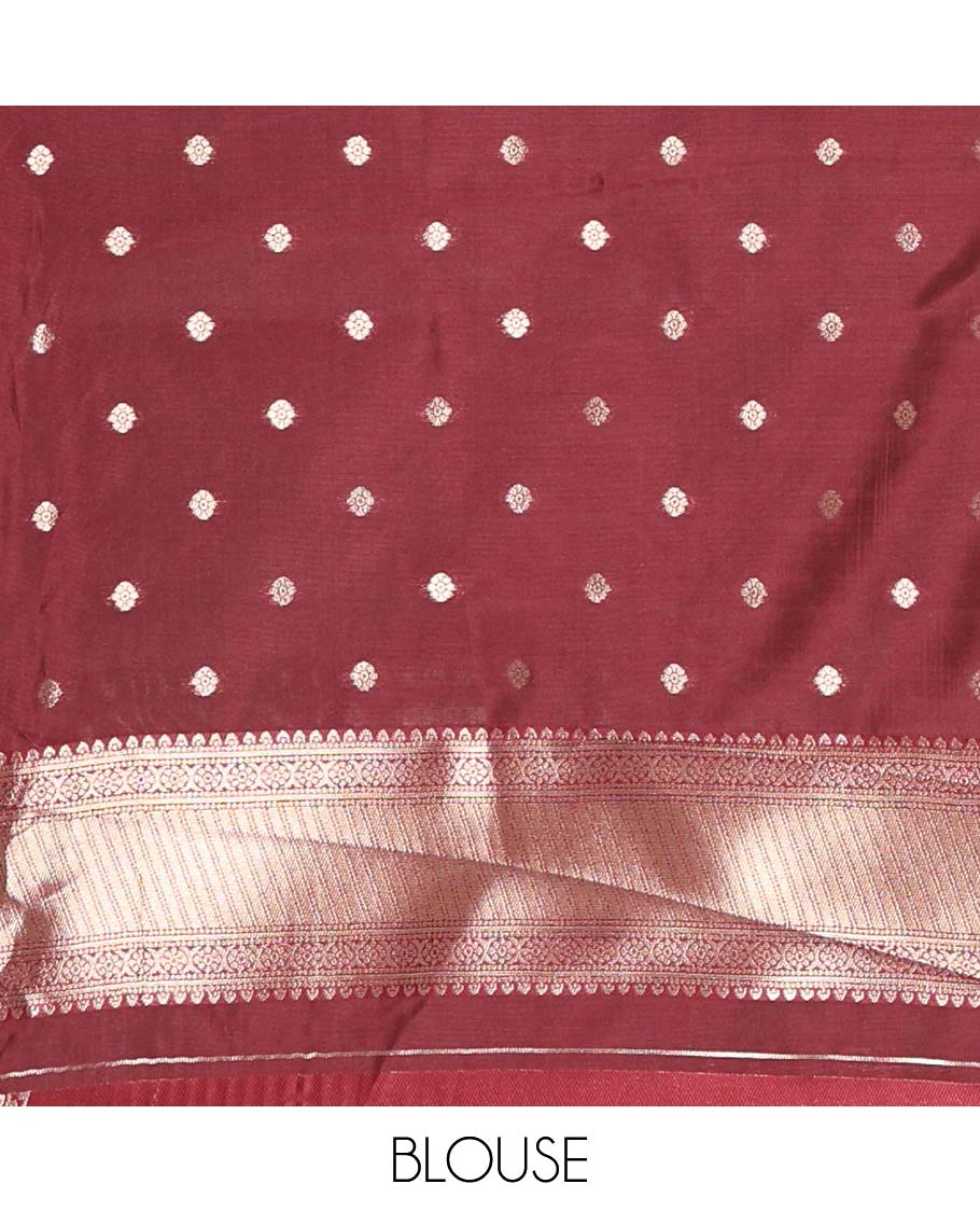 Rust orange zari buttas kanchi silk saree, contrast traditional zari border of peacock designs, intricate pallu, and a zari design pallu - Image 3