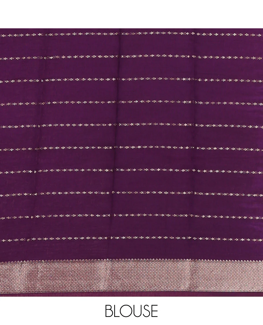 Sandal Assam Silk Saree Spotlighted with All-Over Buttas, Complemented by Contrast Traditional Zari Design Border, Pallu Elevated with Zari, and Paired with a Contrast Blouse - Image 4