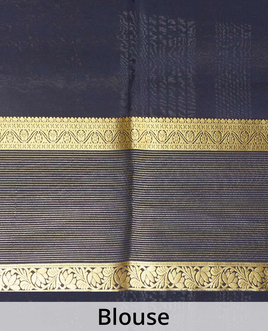 Sandal base kalamkari human motifs printed Mysore silk saree, contrast traditional zari border, and pallu of floral designs - Image 5