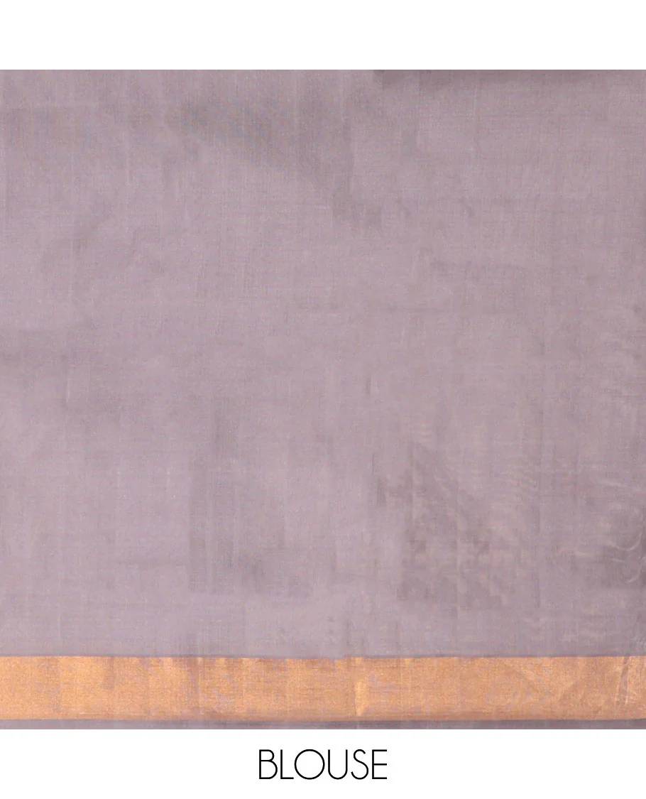 Sandal floral design uppada saree with contrast zari design border & floral design pallu - Image 6