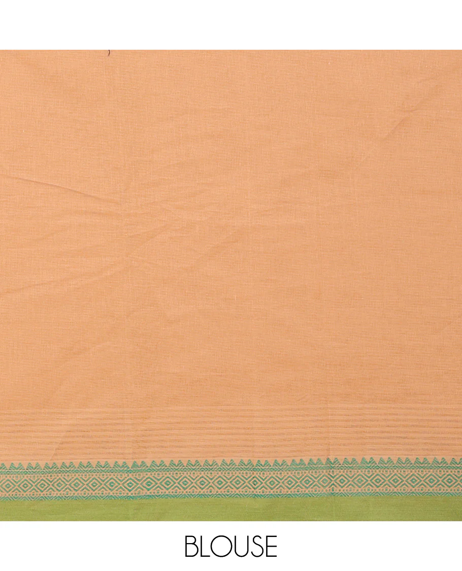 Sandal leaf buttas kanchi cotton saree, contrast thread woven border, and floral design pallu - Image 3