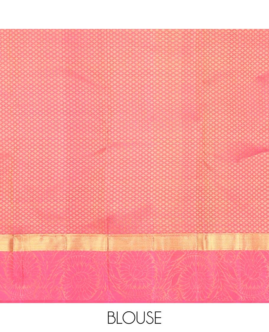 Sandal leaf design Parampara silk saree with contrast border of muthu, vanki, kodi visiry & ogee design pallu - Image 6
