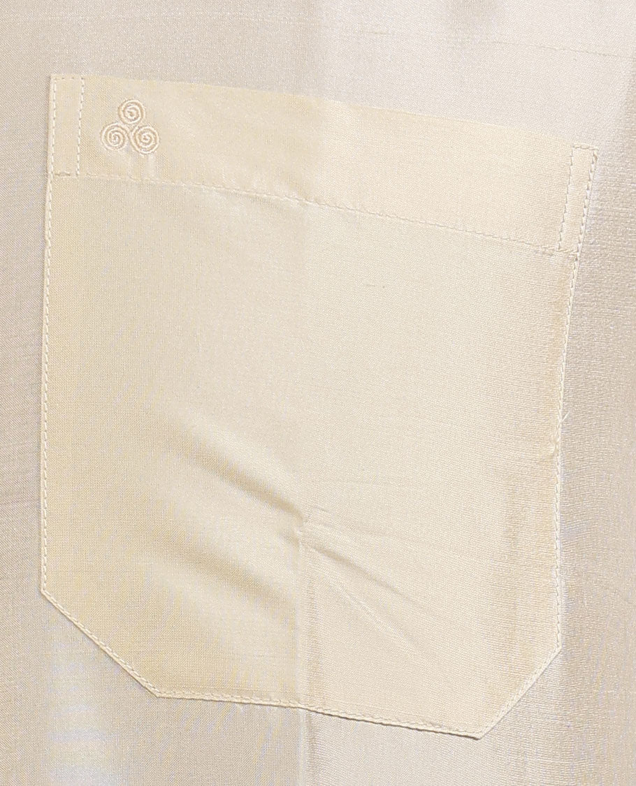 Sandal plain design full-sleeve pure-silk material shirt - Image 4