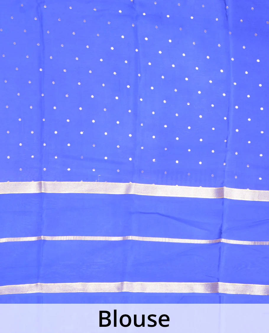 Sandal plain Mysore silk saree, contrast rettai pettu traditional zari border, and pallu of zari sparsely woven stripes - Image 5