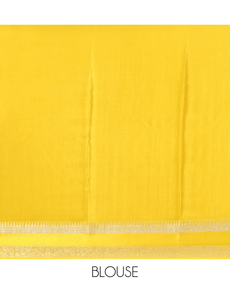 Sandal zari buttas and zig-zag striped crepe saree, traditional zari border, and pallu of traditional design weave - Image 6