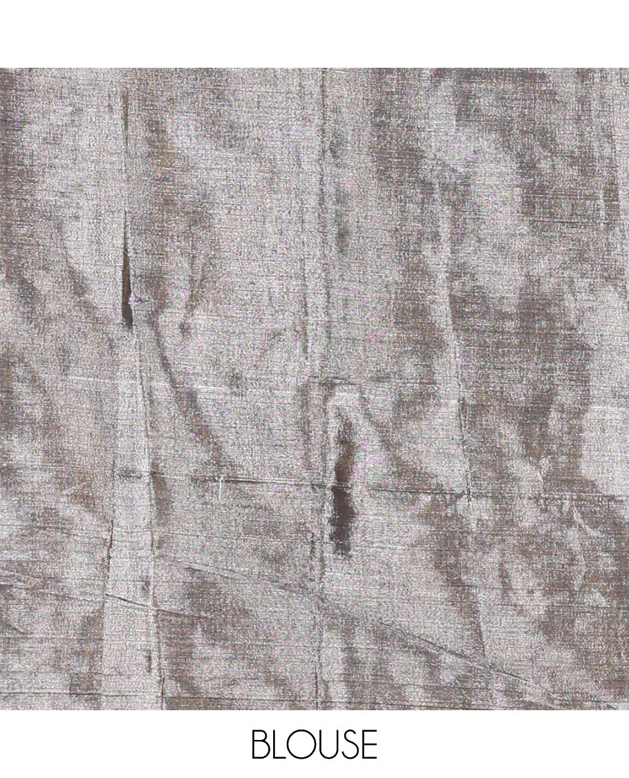 Silver and violet half-and-half plain khadi tissue saree with a self-pallu and a matching blouse - Image 3