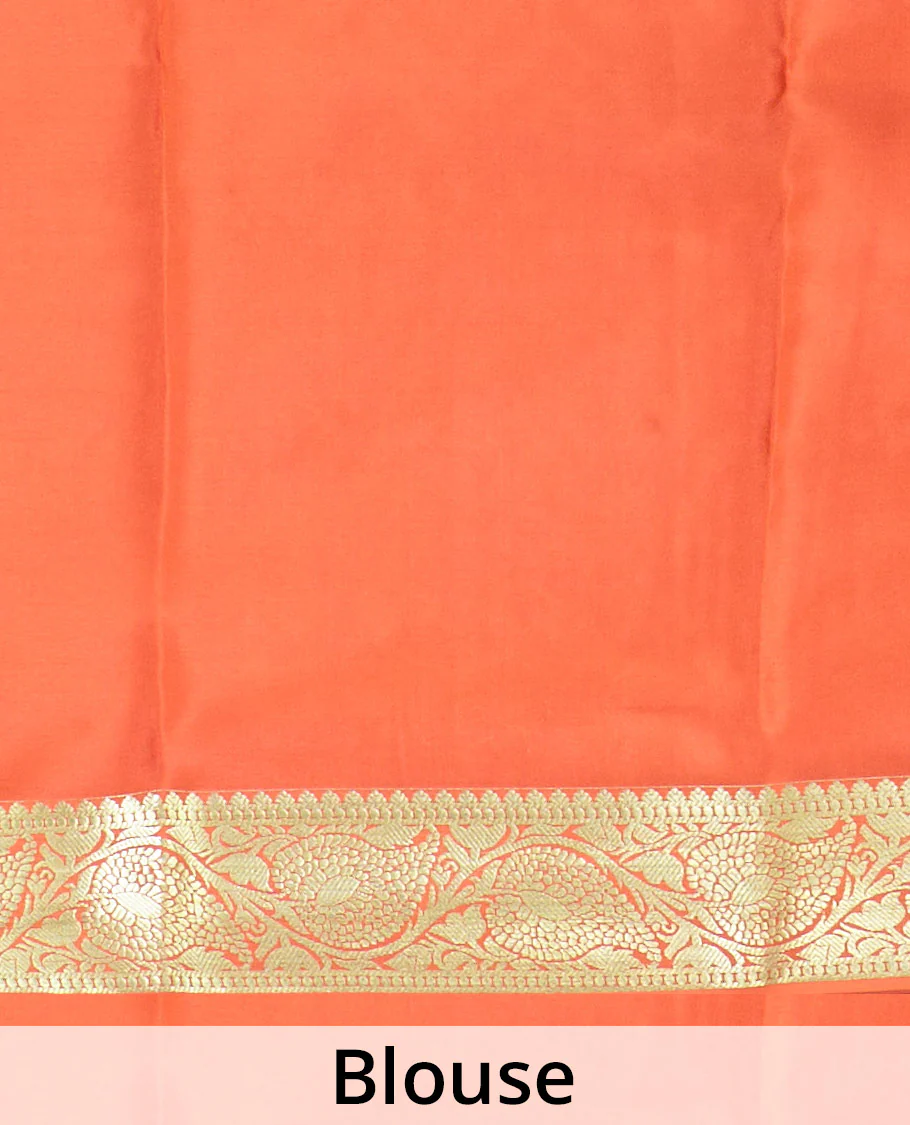 Sky blue zari buttas Mysore silk saree, contrast leaf creeper zari border, and floral zari design palllu - Image 5