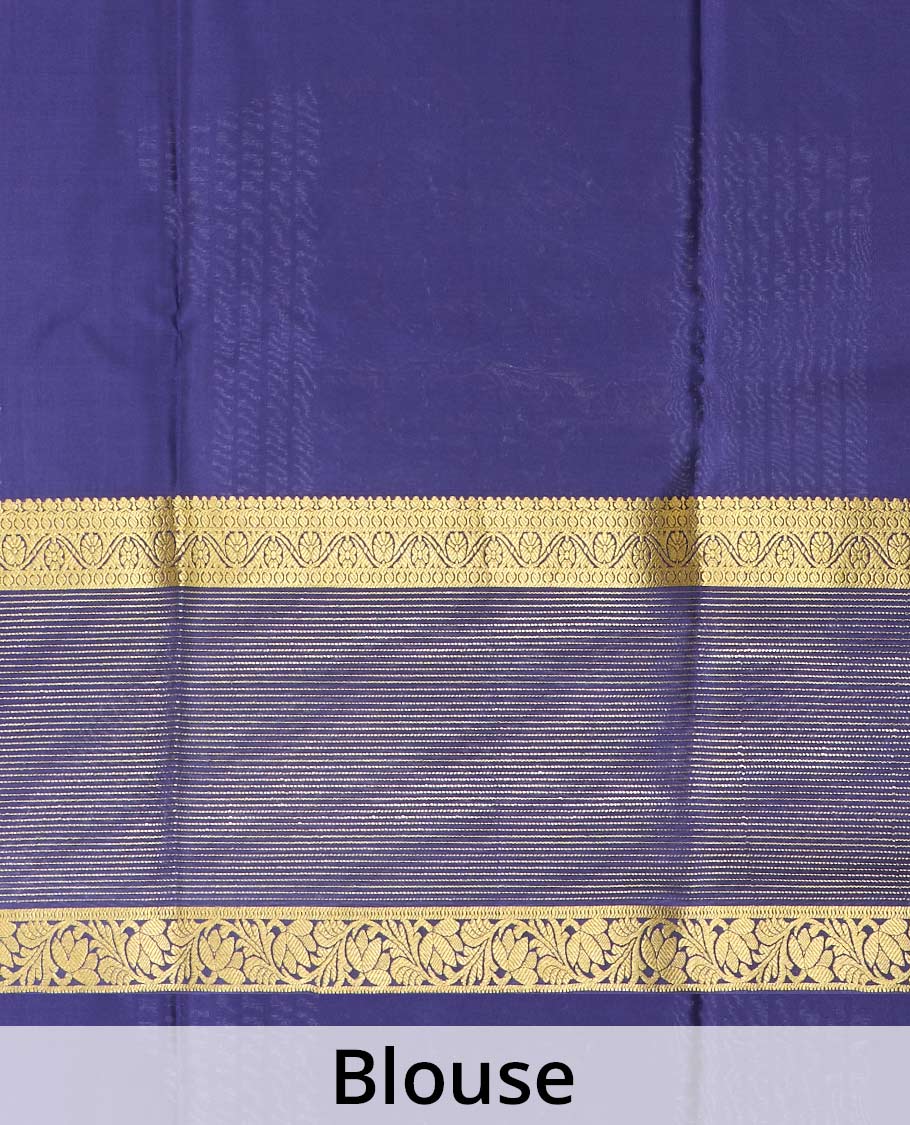 Multi-color Mughal style historical stories printed Mysore silk saree, contrast traditional zari border, and floral zari design pallu - Image 5