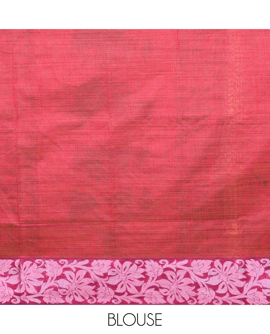 Turquoise warli village printed Andhra cotton saree, zari floral creeper border, and contrast warli printed pallu - Image 3
