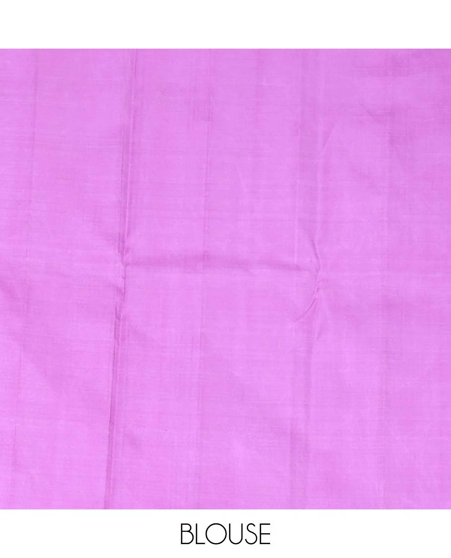 Turquoise zari buttas Kanchipuram silk saree,  zari border of jaal designs, and contrast jaal pallu - Image 6