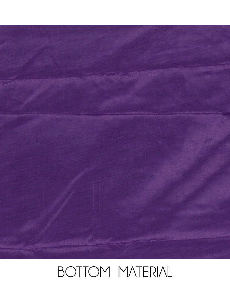 Violet Vertican silk material chudidar set, ikkat chevron striped with mirror neck embroidered top, santoon bottom, and contrast chevron striped dupatta - Image 5