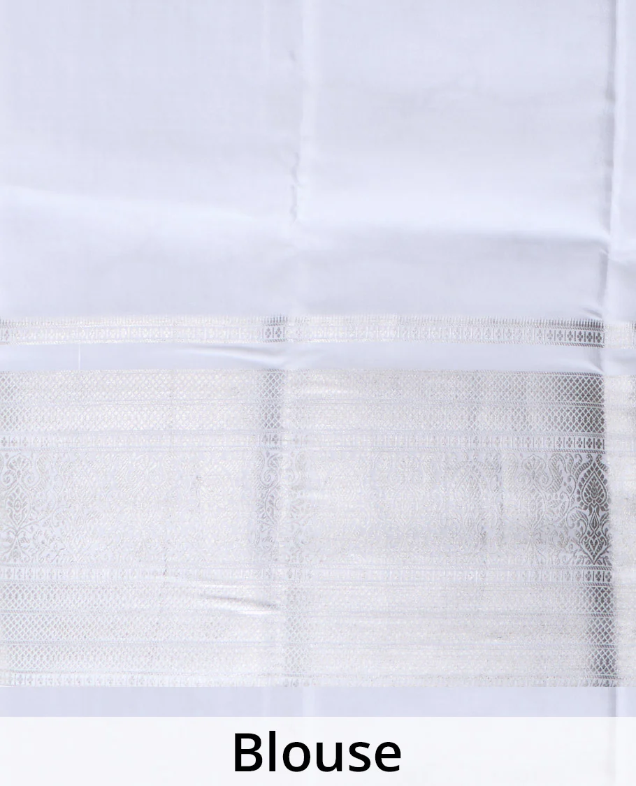 White zari buttas Mysore silk saree, traditional zari border, and intricate pallu - Image 5