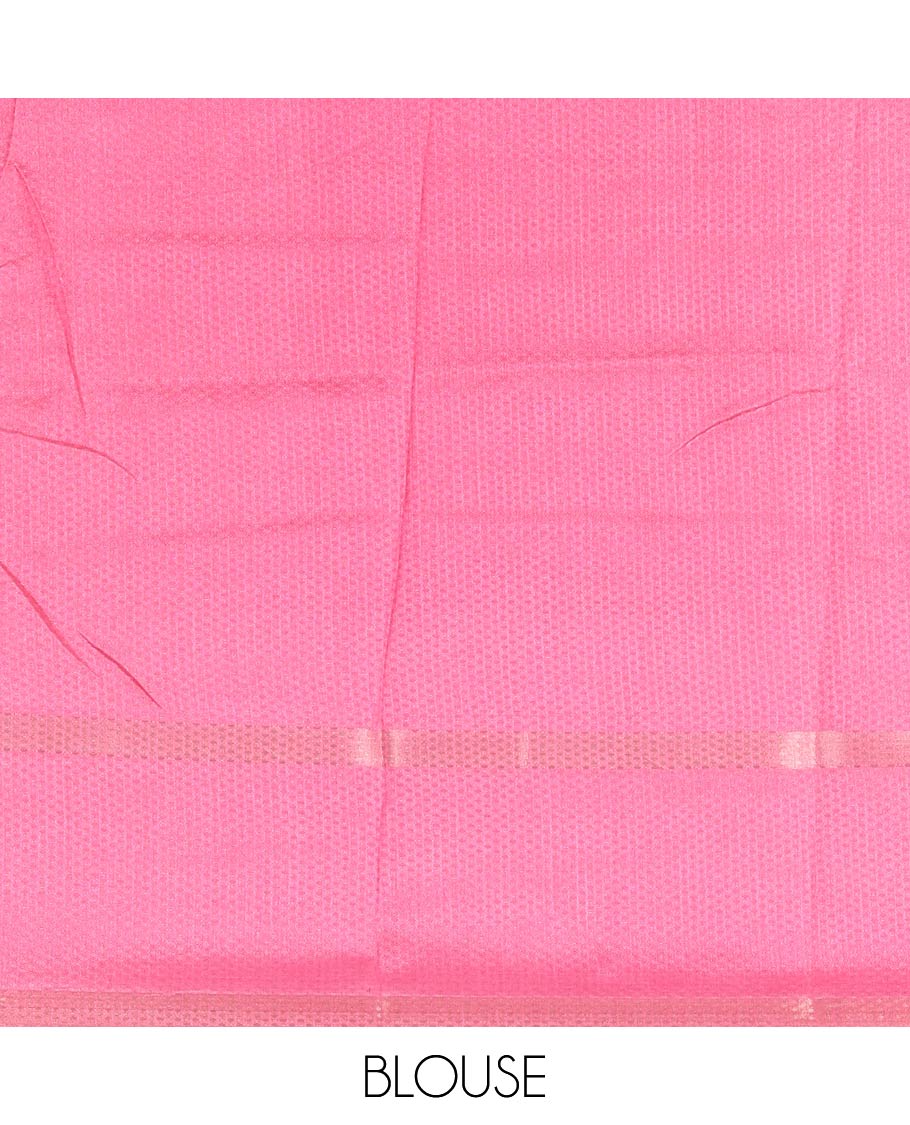 Wine embossed moss chiffon saree, contrast traditional rettai pettu border, embossed pallu, and a contrast embossed blouse - Image 4