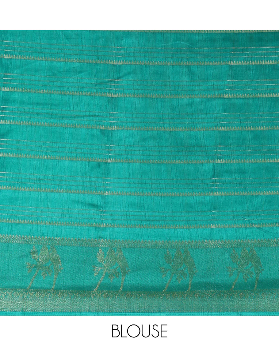 Wine golden zari striped dola silksaree, contrast parrot motif & traditional design border, temple pallu & zari design pallu - Image 3