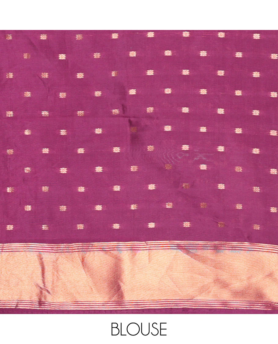 Yellow copper zari buttas woven kanchi silk saree, contrast temple border of peacock and elephant motifs, zari-rich pallu, and a zari design blouse - Image 3