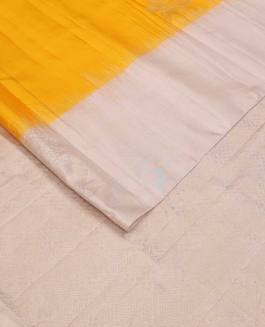 Yellow floral buttas Mayuri soft silk saree, contrast border of floral buttas, and intricate pallu - Image 2