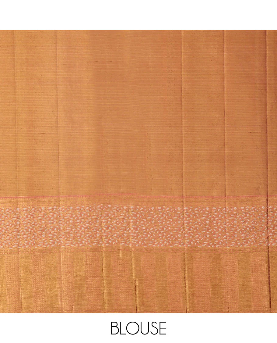 Yellow floral meenakari jacquard Samudrika silk saree, contrast border of thilakam mokku,rudraksham,banaras,mayil kann & floral vine & jaal pallu - Image 7