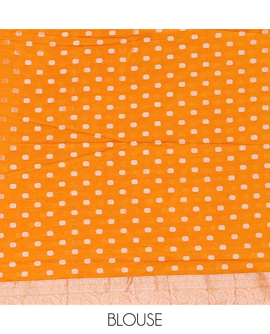 Yellow geometric zari design fancy crepe saree, traditional zari border & intricate pallu - Image 4