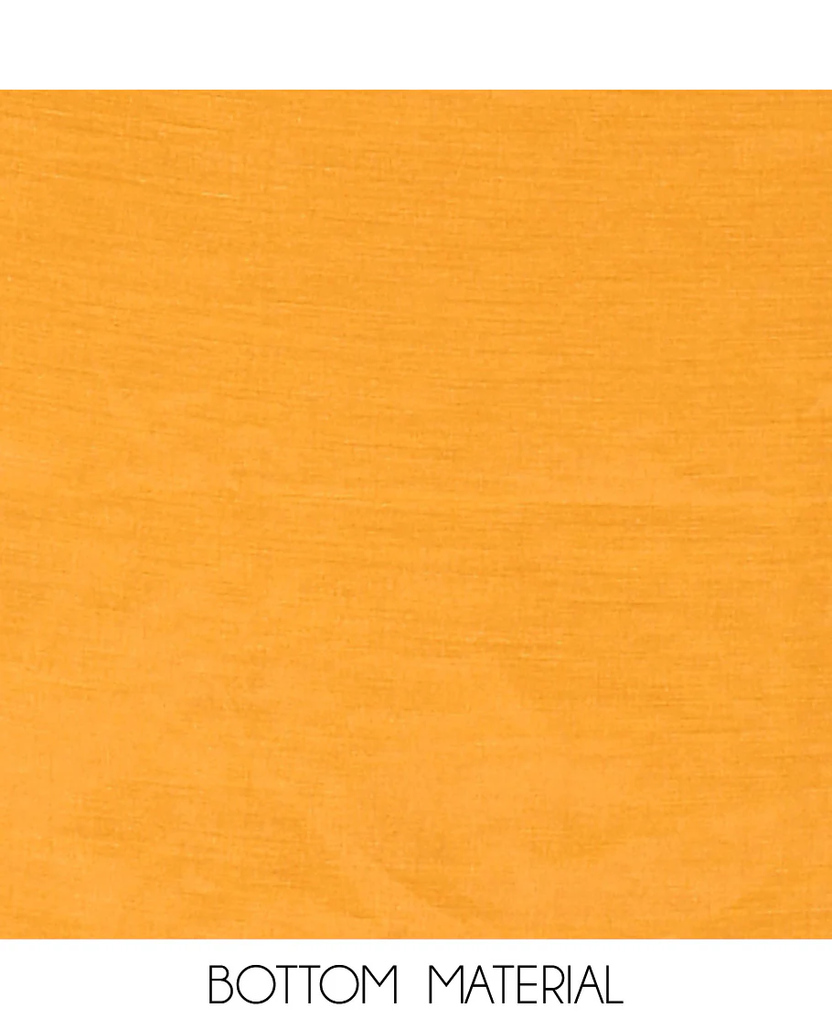 Yellow Material Chudidar Set Graced with 1000 Zari Buttas Woven Banaras Top, Subtly Made Plain Santoon Bottom, and a Banarasi Dupatta Featuring Zari Buttas and Temple Buttas - Image 5