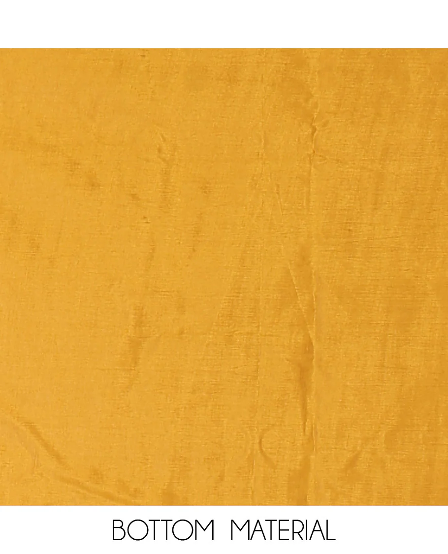 Yellow material chudidar set, sequins work with floral Aplic embroidered Vichitra silk top, matching bottom, and an embroidered dupatta - Image 5
