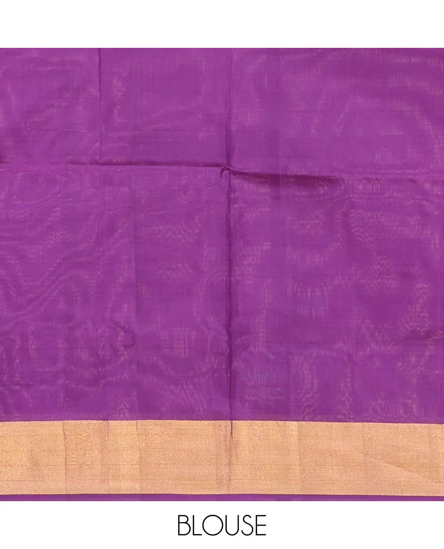 Yellow Uppada Silk Saree Decked Up with Paisley Buttas, Subtle Contrast Border of Temple Gopuram Motifs, Captivating Pallu Featuring Floral Jaal Design, and Paired with a Contrast Blouse - Image 6