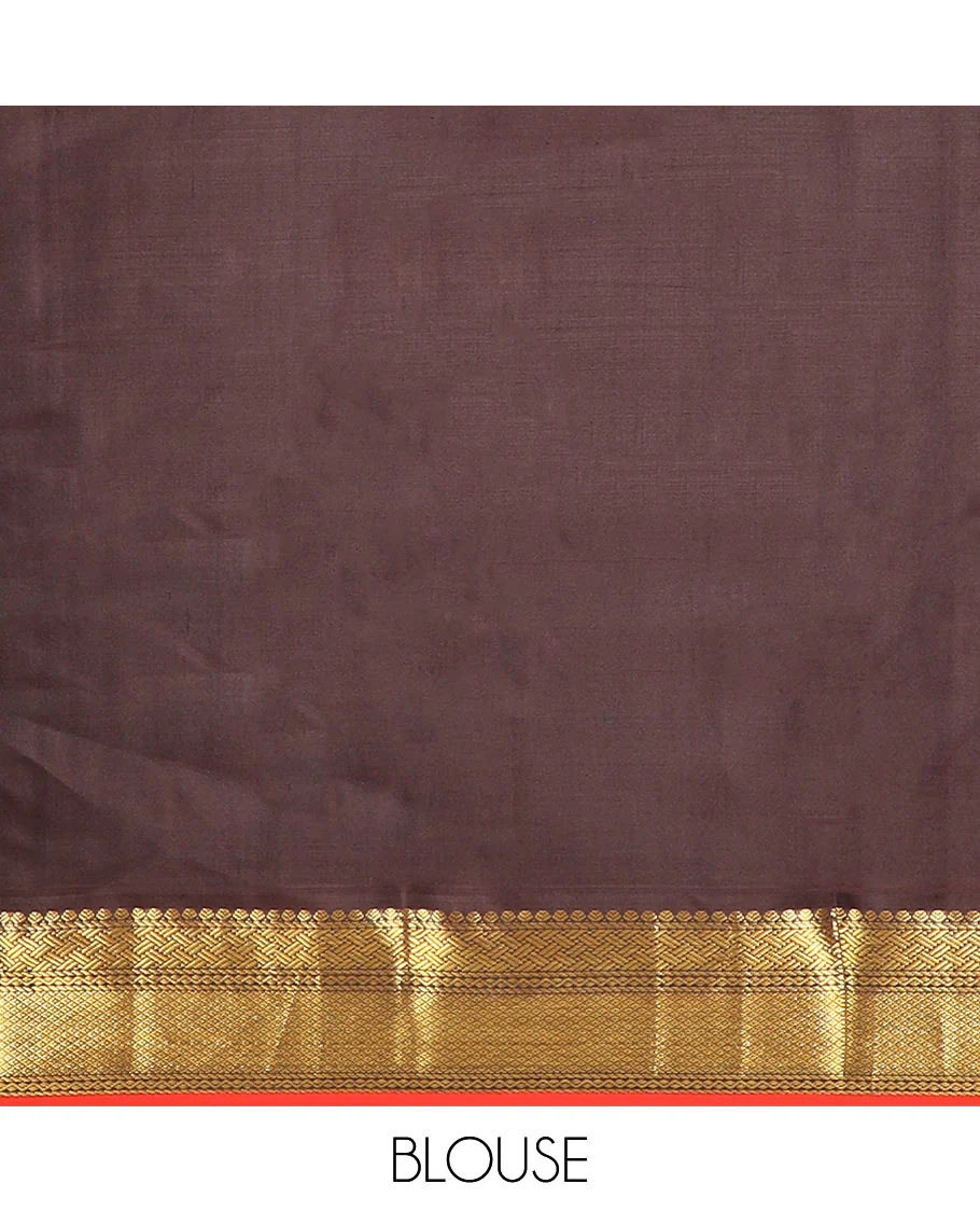 Yellow Vasundhara Silk Saree Subtly Woven in Stripes, Complemented with a Contrast Border Featuring Paiyaadi Kann, Neli, and Mayil Kann Design, Subtly Woven Pallu of Intricate Designs, and Paired with a Contrast Blouse - Image 6